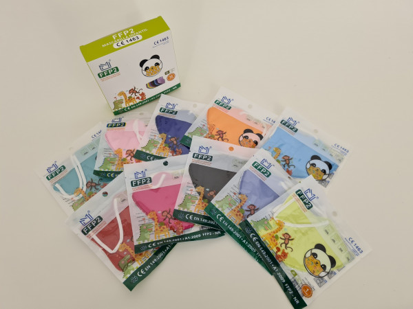 FFP2 Kinderschutzmasken / 10 Stück, verschiedene Farben für Jungen und Mädchen